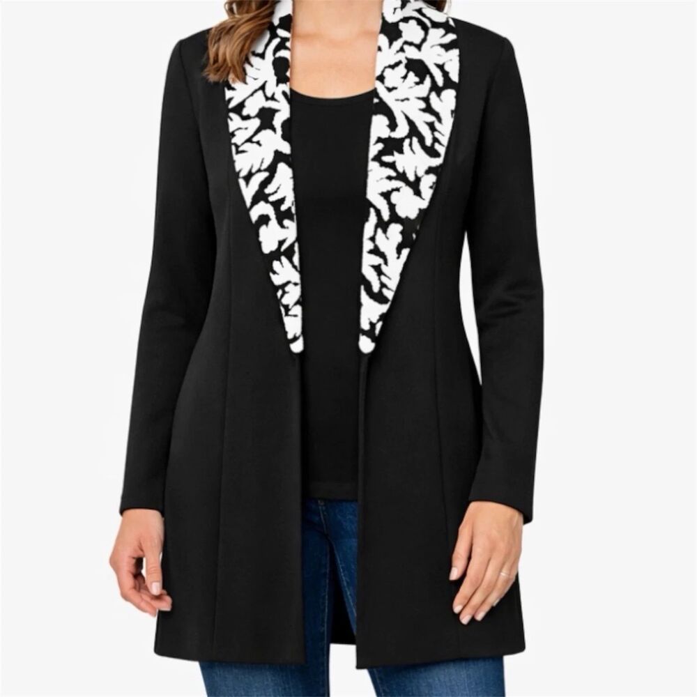 Soft Surroundings duster cardigan Womens M detachable faux fur collar pennylane - Picture 1 of 6
